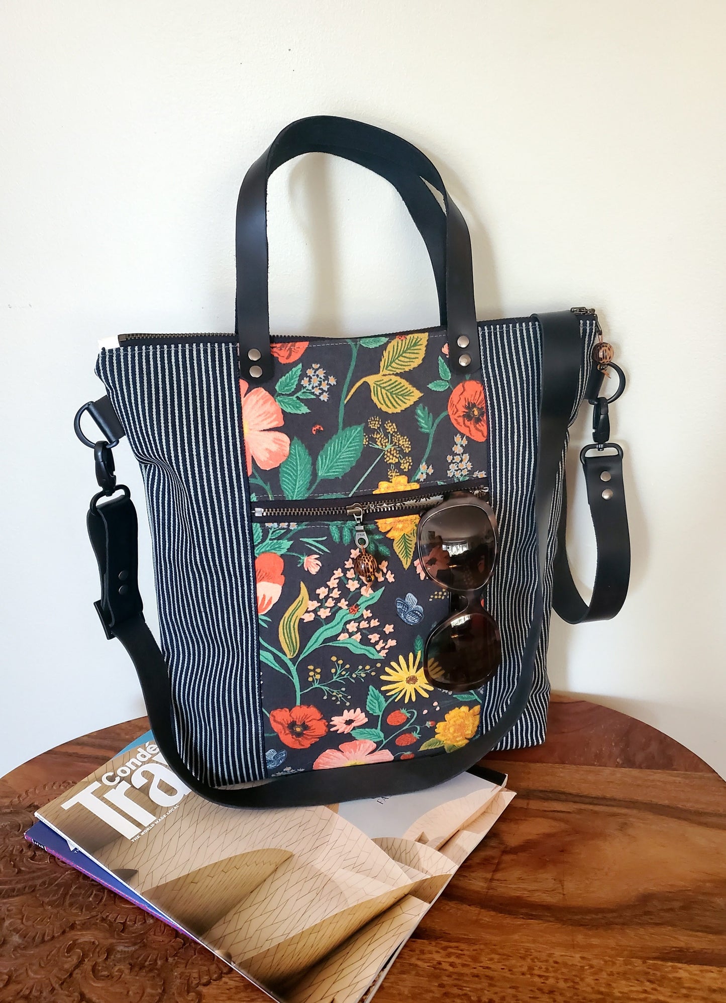 Rifle Paper Floral and Canvas Crossbody Tote Bag