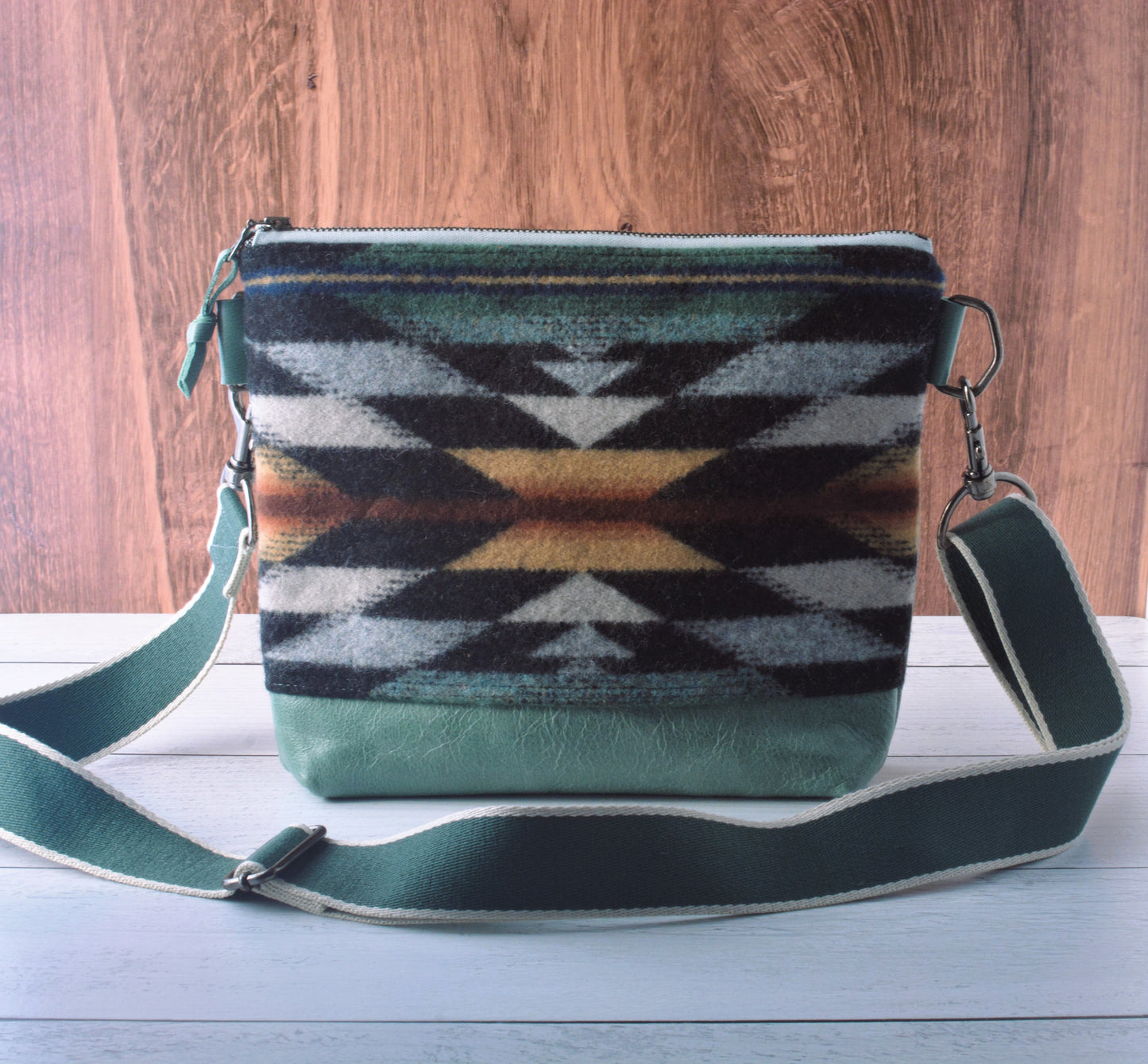 Pendleton wool and leather crossbody bag