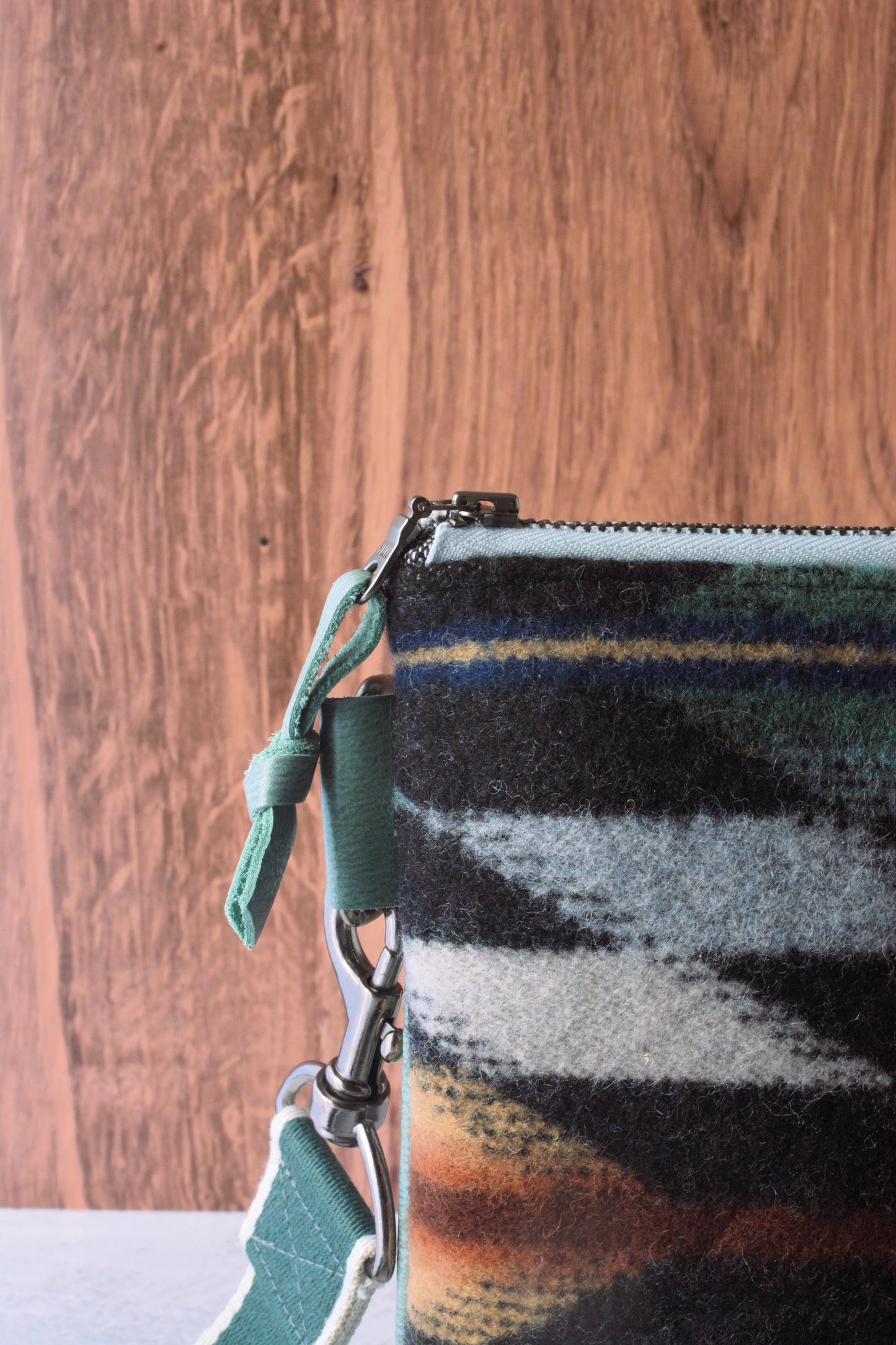 Pendleton wool and leather crossbody bag