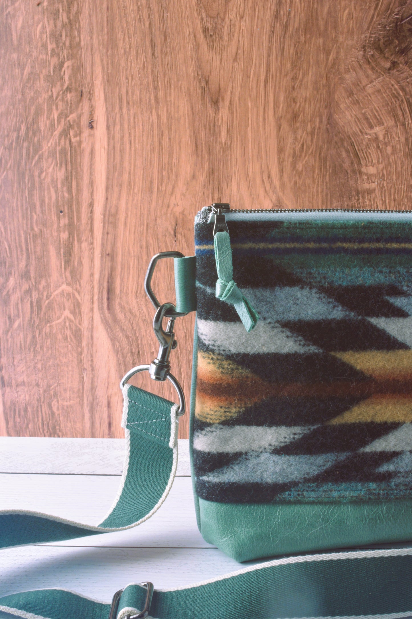 Pendleton wool and leather crossbody bag